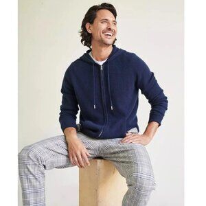 Quince Mongolian Cashmere Hooded Sweater Full Zip True Navy Blue sz S
